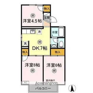 プレジールワカミヤ A棟【2階】の間取り