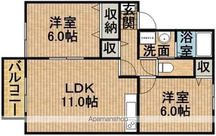 プリムヴェールA【1階】の間取り
