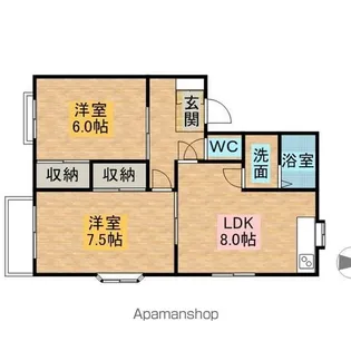 フラワーハイツB棟【2階】の間取り
