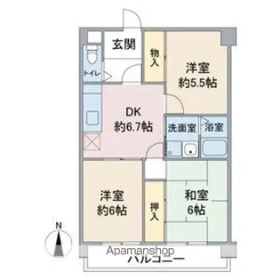 アーバンきたじま【5階】の間取り