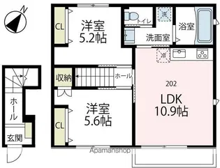 シー ウィンド 鵠沼【202号室号室】の間取り
