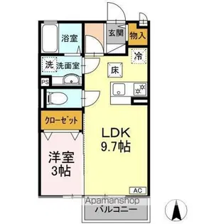 サンクレア Ⅰ Ⅱ Ⅲ【III10号室】の間取り