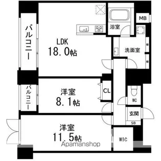 ルアーナ・エール・レジデンス仙台【6階】の間取り