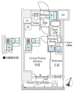 パークアクシス横浜阪東橋【10階】の間取り