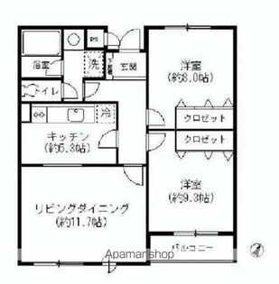 ドゥムール西片【3階】の間取り