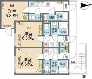 カインドネス亀有Ⅱ【303号室号室】の間取り