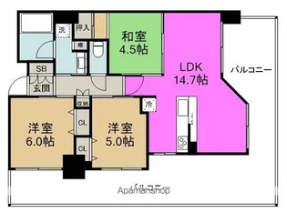 クレヴィア大阪福島【6階】の間取り