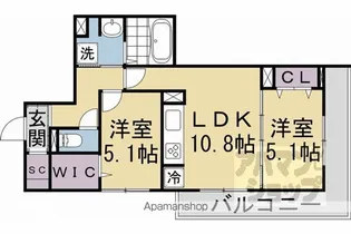 WISTERIA西大路五条【3階】の間取り
