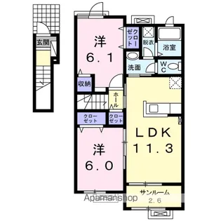 BOO・Ⅱ【202号室】の間取り