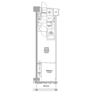 ザ・パークハビオSOHO代々木公園【2階】の間取り