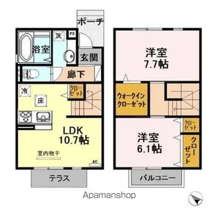 ソルシエルB【1階】の間取り