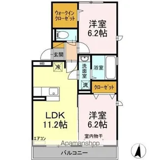 PARK HILLS MIYAKO B【2階】の間取り