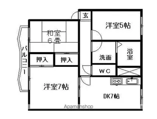 グランドハーティス1号館【201号室】の間取り