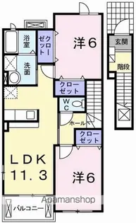 ゴールデン・リリィD【2階】の間取り