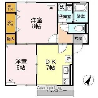 リバープレートつくし A【2階】の間取り