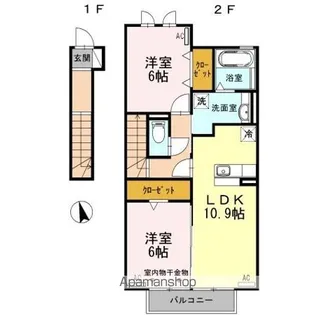 ラ ペ・クロシェット【2階】の間取り