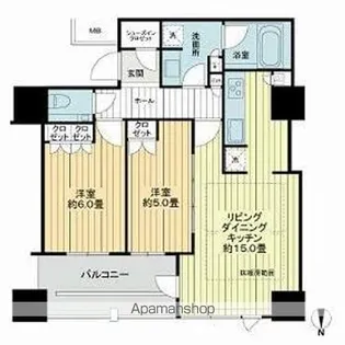 クラッシィタワー淀屋橋【22階】の間取り