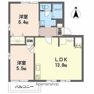 TOWNY HAYAKAWA【A102号室】の間取り