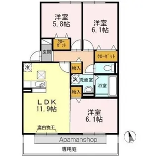 ロイヤルガーデン なでしこ館 D【1階】の間取り