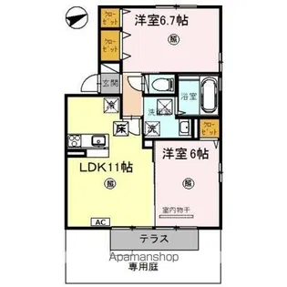 グラースシェリー【1階】の間取り