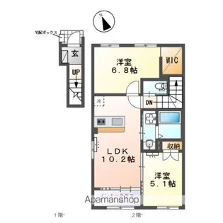 仮称)新宮町湊新築アパート【2階】の間取り