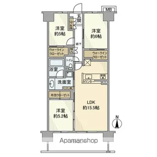 ファインシティ武蔵野富士見【2階】の間取り