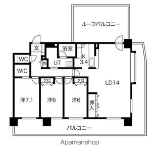 ヴェルビュ白石【606号室】の間取り