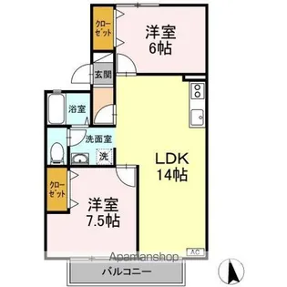 セジュール花渕 I II【I102号室】の間取り