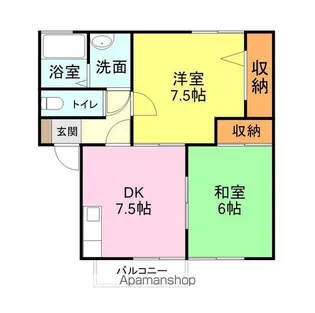 ハーフムーン【202号室】の間取り