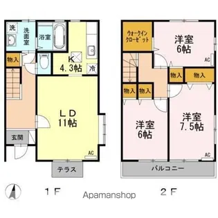 クレールヴィル C【C102号室】の間取り