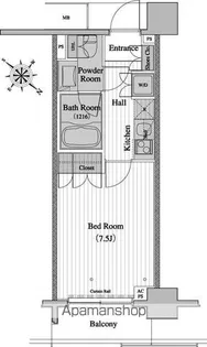 レジディア月島Ⅱ【8階】の間取り