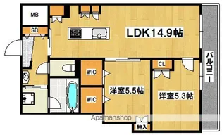 MAISON DE MINE NAGAI PARC EST.【3階】の間取り