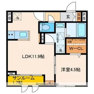 パセオプラシード連坊【103号室号室】の間取り