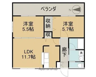 コーポ七福木【301号室】の間取り