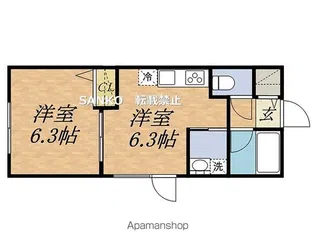 ウィングリバー【205号室】の間取り