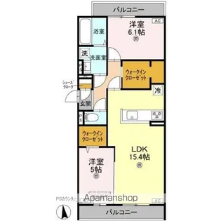 パサログランデ賑町【201号室】の間取り