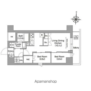 コンフォリア・リヴ南品川【9階】の間取り