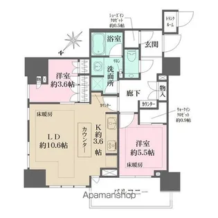 ザ・パークハウス高輪タワー【6階】の間取り