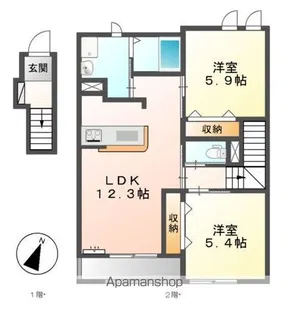ヴィラC【2階】の間取り