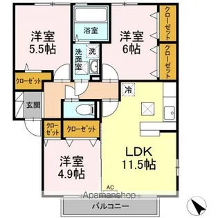 アンシャンテ B棟【1階】の間取り