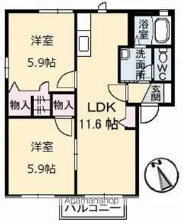 シャーメゾン夢ヶ丘C棟【2階】の間取り