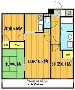 アーバンスクエア郡山【802号室】の間取り