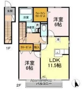 ローズコート一本木G棟【2階】の間取り