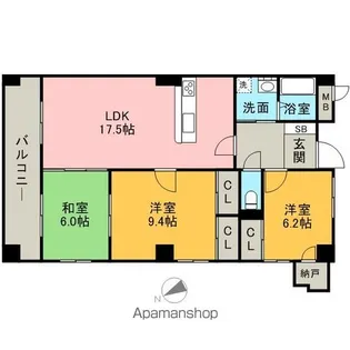 フェイズイン山王公園前【507号室】の間取り