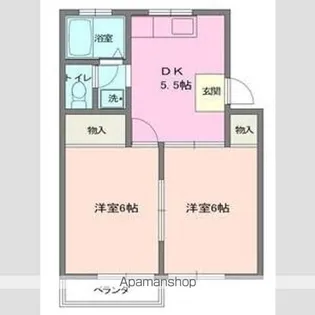 アップルビラB棟【1階】の間取り