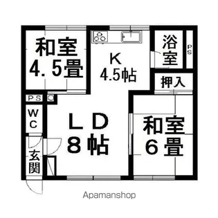 2LDKの間取り画像