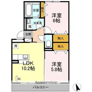 ウィンザー大槻 B【2階】の間取り