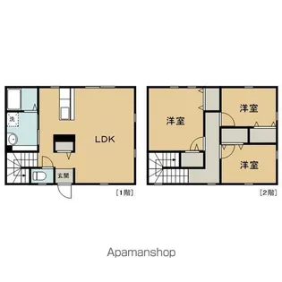 岩手県花巻市本館1丁目【テラスハウス】の間取り