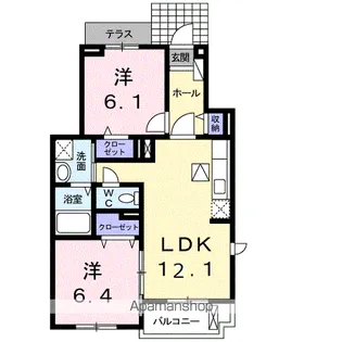 シティーリバーエイト【1階】の間取り