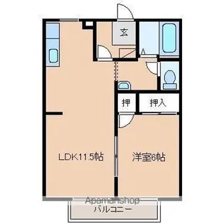 アルファ弐番館【203号室】の間取り